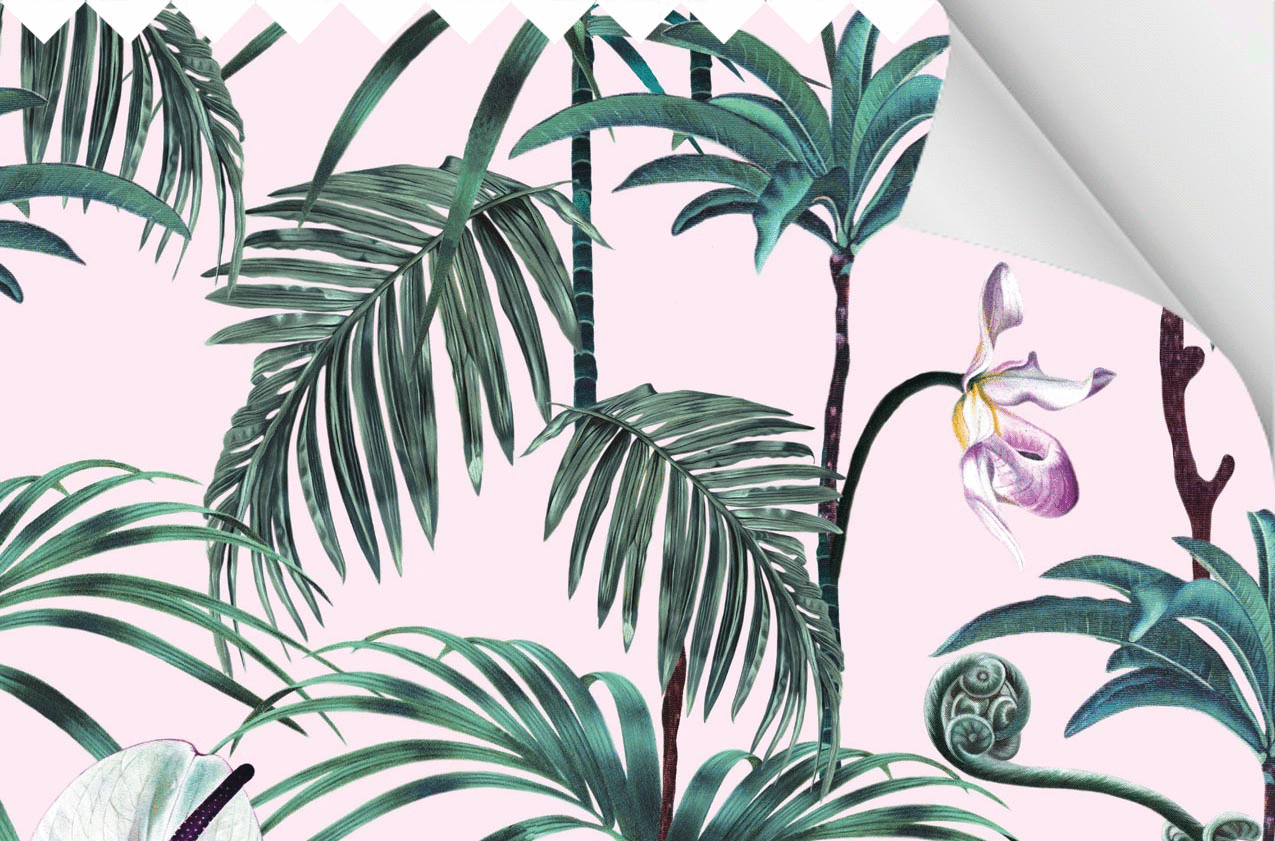 Witch and Watchman Elysian Palms Pink wallpaper and fabric samples Thumbnail 