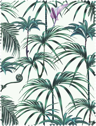 Witch and watchman Elysian Palms Green fabric sample